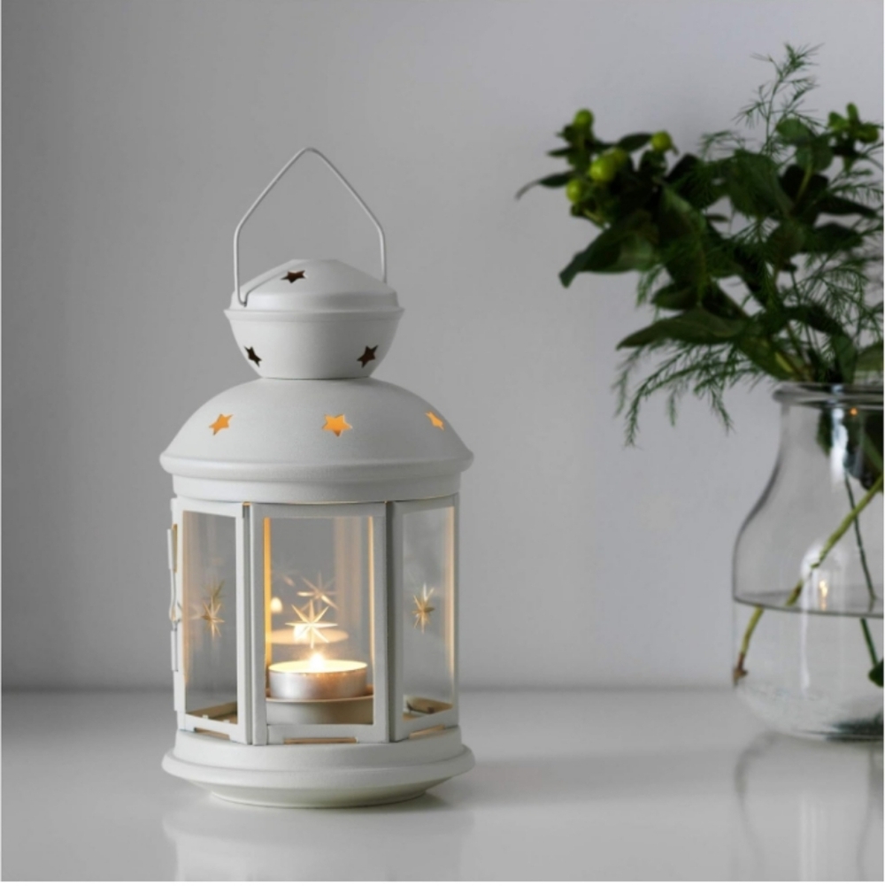 NWOT IKEA ROTERA Lantern for tealight, in/Outdoor white21 cm (8 ¼ ")